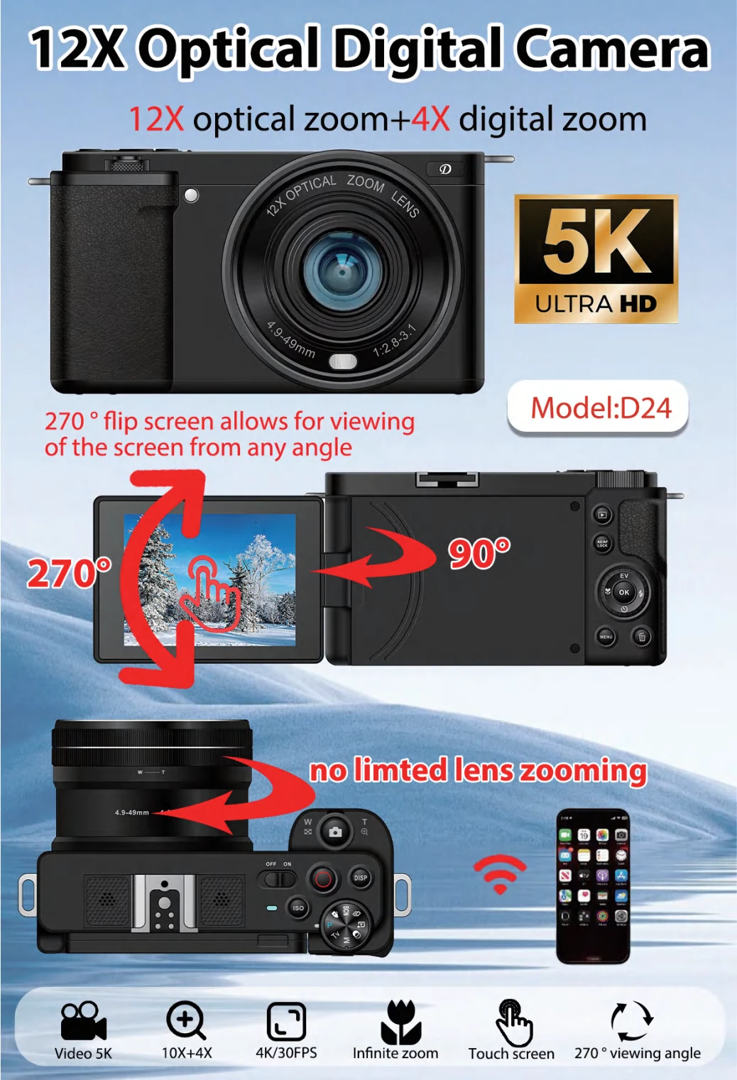 D24B/D24B-1 12X Optical Digital Camera